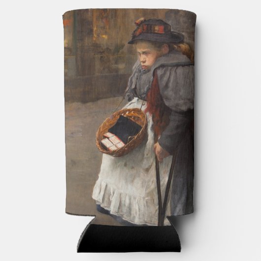 マッチスティックガール貧しい通りウルチンアーバン貧困 スリム缶クーラー (裏面)