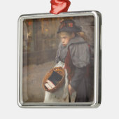 マッチスティックガール貧しい通りウルチンアーバン貧困 メタルオーナメント (左)