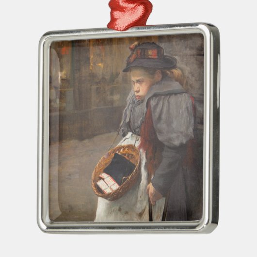 マッチスティックガール貧しい通りウルチンアーバン貧困 メタルオーナメント (左)