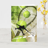 マッチポイントボーイ遊テニス空白の カード (黄色い花)