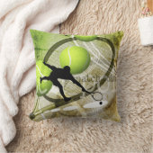 「マッチポイント」男子テニス選手のシルエット クッション (ブランケット)