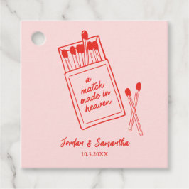 マッチメイド天国ピンク&レッド結婚式の引き出物ラベル フェイバータグ