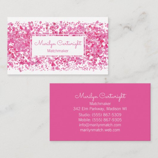 マッチメーカーピンクスペックル名刺 名刺 (正面/裏面)