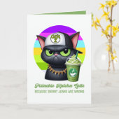 マッチャラテの面白いGen Z黒猫スキニージーンズ カード (黄色い花)
