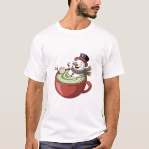 マッチョなバスルームの雪だるまクリスマスデザイン Tシャツ