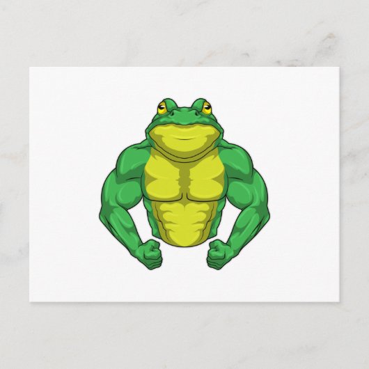マッチョな筋肉のカエルボディビルダー ポストカード (正面)