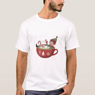 マッチョな風呂に入るユーモラスなエルフ クリスマス Tシャツ