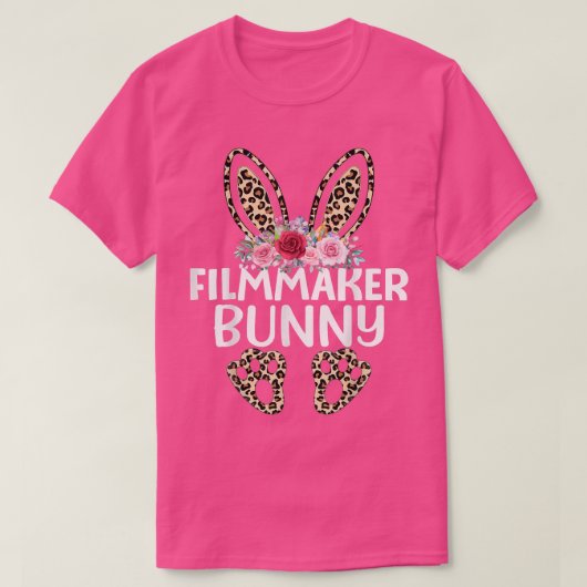 マッチングおもしろいレオパード印刷バニー映画製作者イースト Tシャツ (デザイン正面)