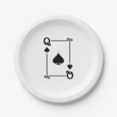 マッチングクイーンスペードスーツトランプ モダン ペーパープレート (正面)
