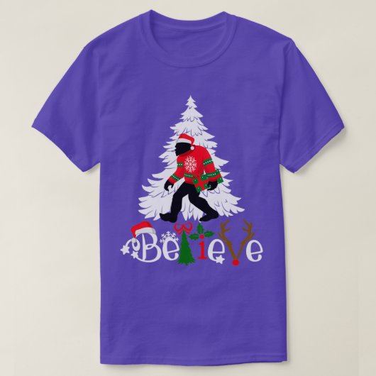 マッチングクリスマスパジャマスファミリービグフット信じ Tシャツ (デザイン正面)