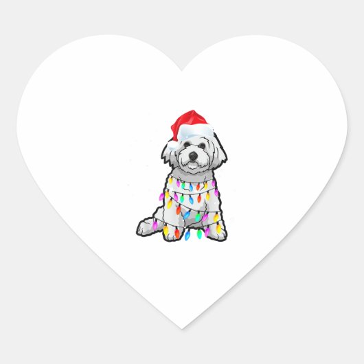 マッチングクリスマスパジャマTシャツビッホンフリズドッグ ハートシール (正面)