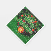 マッチンググリーンメリークリスマス金ゴールドベルズランチョン スタンダードランチョンナプキン (角)