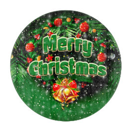 マッチンググリーンメリークリスマス金ゴールドベル カッティングボード