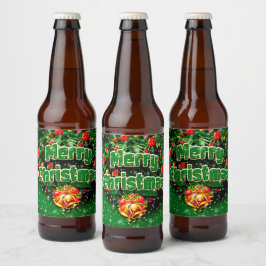 マッチンググリーンメリークリスマス金ゴールドベル ビールラベル