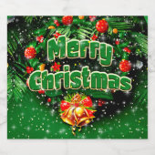 マッチンググリーンメリークリスマス金ゴールドベル ビールラベル (シングルラベル)