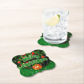 マッチンググリーンメリークリスマス金ゴールドベル ペーパーコースター (インサイチュ)