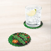 マッチンググリーンメリークリスマス金ゴールドベル ペーパーコースター (インサイチュ)