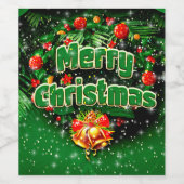 マッチンググリーンメリークリスマス金ゴールドベル ワインラベル (シングルラベル)