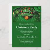 マッチンググリーンメリークリスマス金ゴールドベル 招待状 (正面)