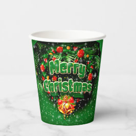 マッチンググリーンメリークリスマス金ゴールドベル 紙コップ