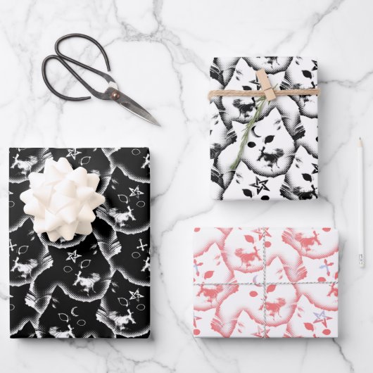 マッチングゴシックCatかわいいキットンペンタグラム ラッピングペーパーシート (正面)