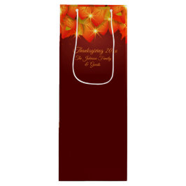 マッチングサンクスギビングオレンジの葉の名前の年ワインW ワインギフトバッグ