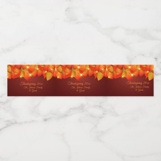 マッチングサンクスギビングオレンジの葉の名前の年水 ペットボトルラベル (シングルラベル)