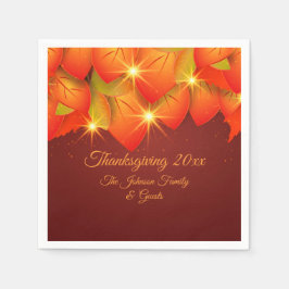 マッチングサンクスギビングオレンジの葉の名前カクテルNa スタンダードカクテルナプキン