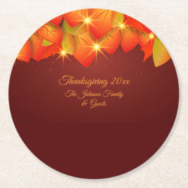 マッチングサンクスギビングオレンジの葉の名前Year Round ラウンドペーパーコースター