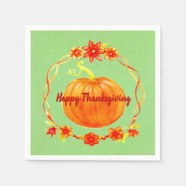 マッチングサンクスギビング水彩カボチャのカクテル スタンダードランチョンナプキン