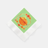 マッチングサンクスギビング水彩カボチャのカクテル 縁ありカクテルナプキン (角)