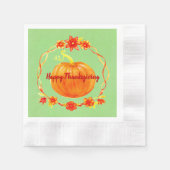 マッチングサンクスギビング水彩カボチャのカクテル 縁ありカクテルナプキン (正面)