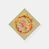 マッチングサンクスギビング秋の葉調カクテル スタンダードカクテルナプキン (角)