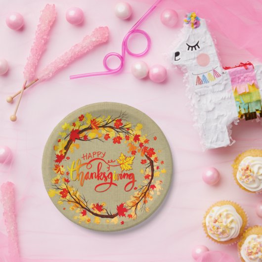 マッチングサンクスギビング秋の葉調7" (小) ペーパープレート (パーティー)