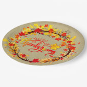 マッチングサンクスギビング秋の葉調9» ペーパープレート (アングル)