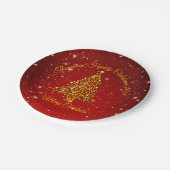 マッチングセットクリスマスレッド金ゴールドツリー星名7" ペーパープレート (アングル)