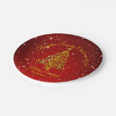 マッチングセットクリスマスレッド金ゴールドツリー星名7" ペーパープレート (アングル)