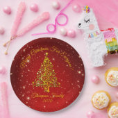 マッチングセットクリスマスレッド金ゴールドツリー星名9" ペーパープレート (パーティー)