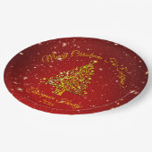 マッチングセットクリスマスレッド金ゴールドツリー星名9" ペーパープレート (アングル)