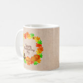 マッチングセット感謝祭グリーン金ゴールドリース帽子 コーヒーマグカップ (正面左)