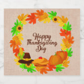 マッチングセット感謝祭グリーン金ゴールドリース帽子 スパークリングワインラベル (シングルラベル)