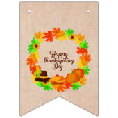 マッチングセット感謝祭グリーン金ゴールドリース帽子 バンティングフラッグ (第1の旗)