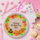 マッチングセット感謝祭グリーン金ゴールドリース帽子 ペーパープレート (パーティー)