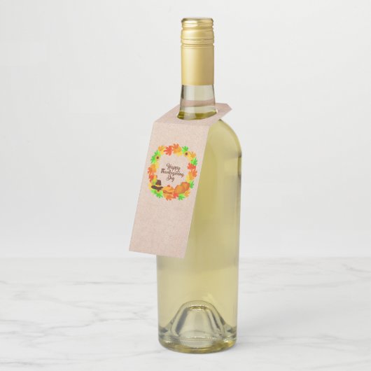 マッチングセット感謝祭グリーン金ゴールドリース帽子 ボトルネックタグ (アングル)