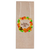 マッチングセット感謝祭グリーン金ゴールドリース帽子 ワインギフトバッグ (正面)