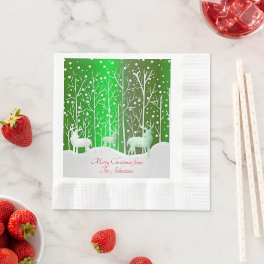 マッチングセット白トナカイ編集名ランチョン 縁ありランチョンナプキン (インサイチュ)