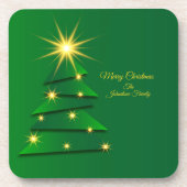 マッチングセット緑の木の名前プラスチック+コルク コースター (正面)