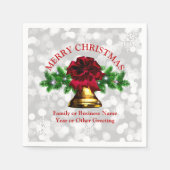 マッチングセット金ゴールドベルレッドボウクリスマスカクテル スタンダードカクテルナプキン (正面)