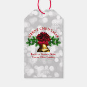 マッチングセット金ゴールドベルレッドボウクリスマス ギフトタグ (正面)