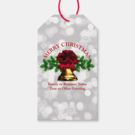 マッチングセット金ゴールドベルレッドボウクリスマス ギフトタグ